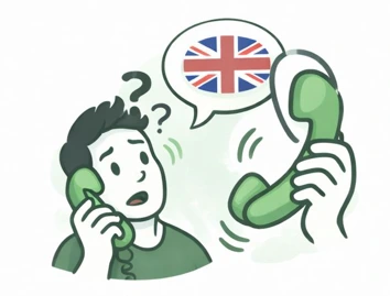 Turista intentando reservar por teléfono sin entenderse